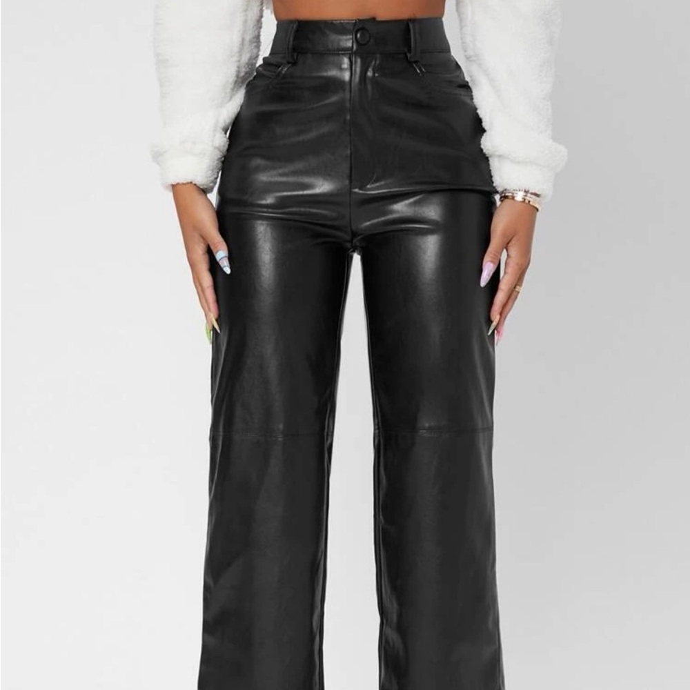 Petite PU Leather Pants